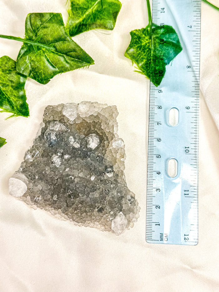 Clear Apophyllite on Blue Chalcedony Specimen #14
