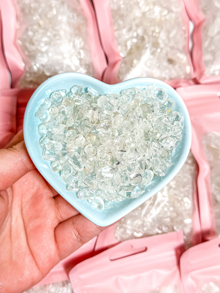 Clear Quartz Crystal Chip Bag