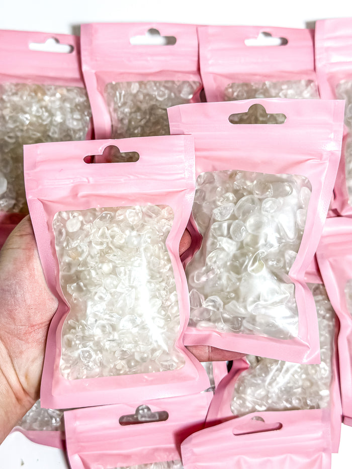 Clear Quartz Crystal Chip Bag