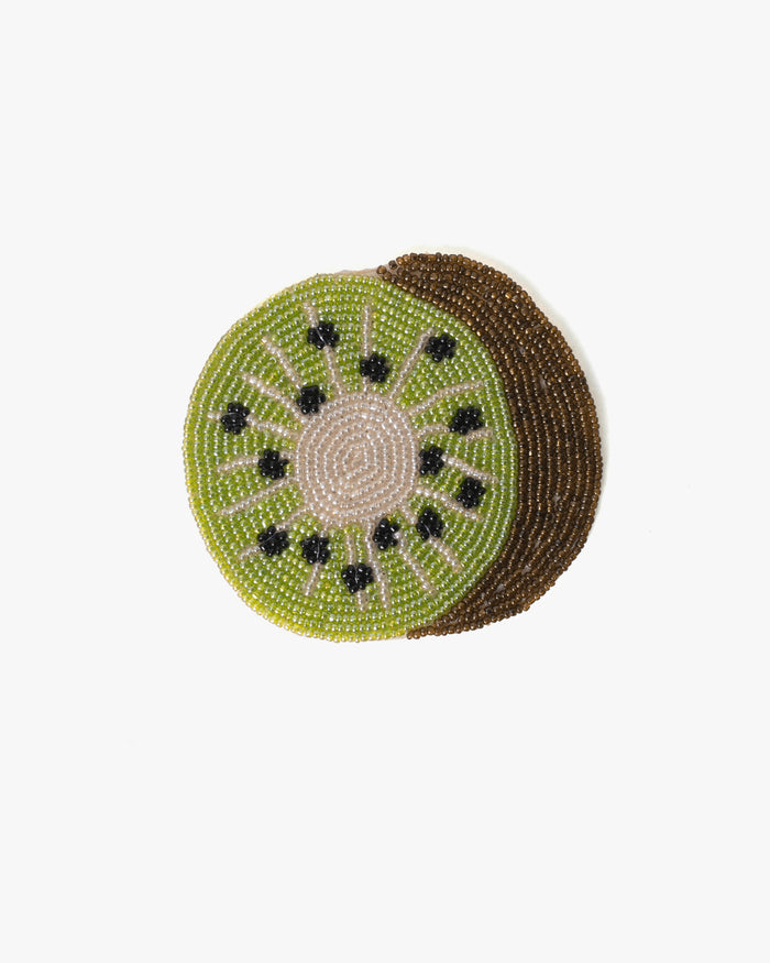 Coaster, Bisque, Beaded Kiwi