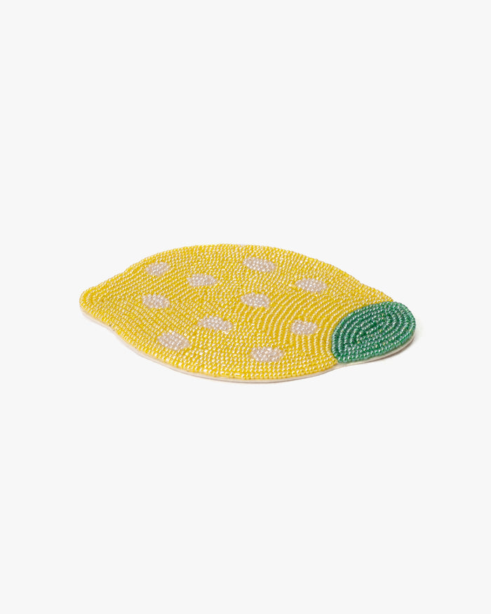 Coaster, Bisque, Beaded Lemon