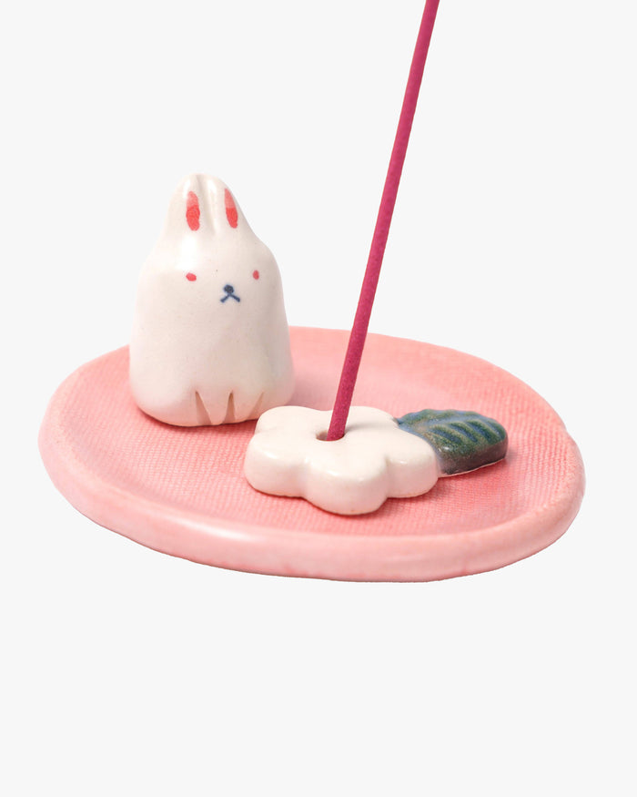 Craftman House, Handcrafted Bunny and Flower Incense Holder