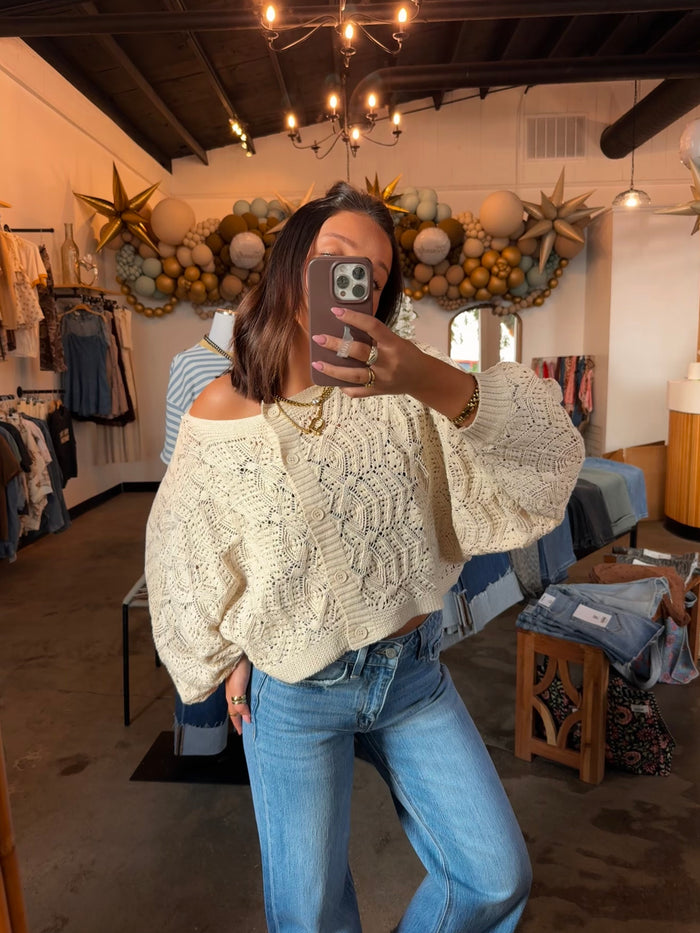 Cream Crochet Cardigan