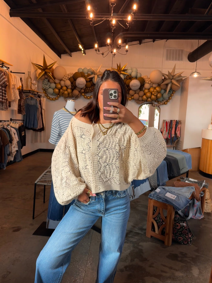 Cream Crochet Cardigan