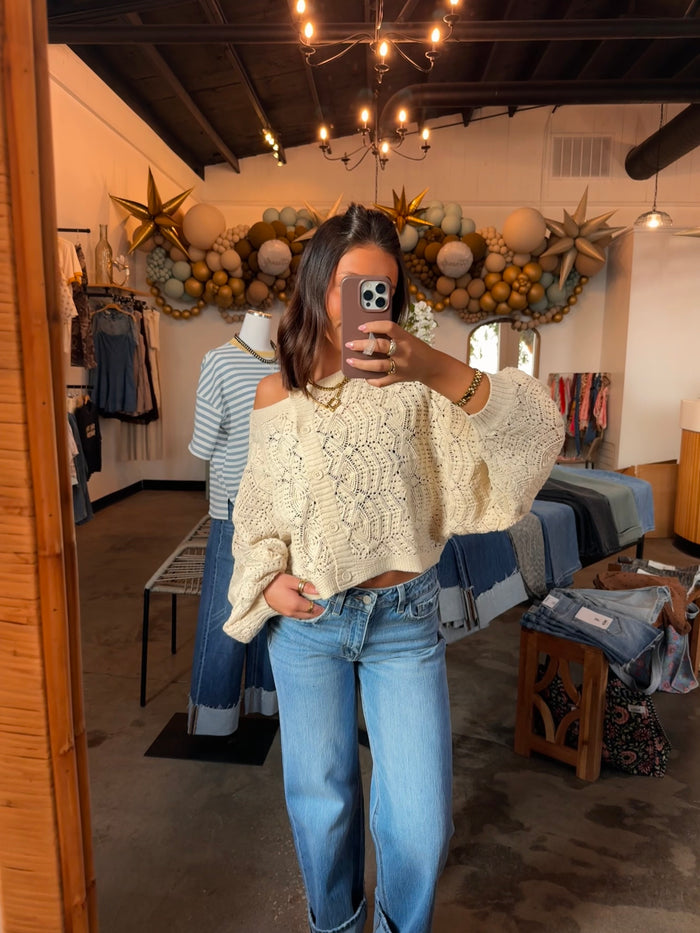 Cream Crochet Cardigan