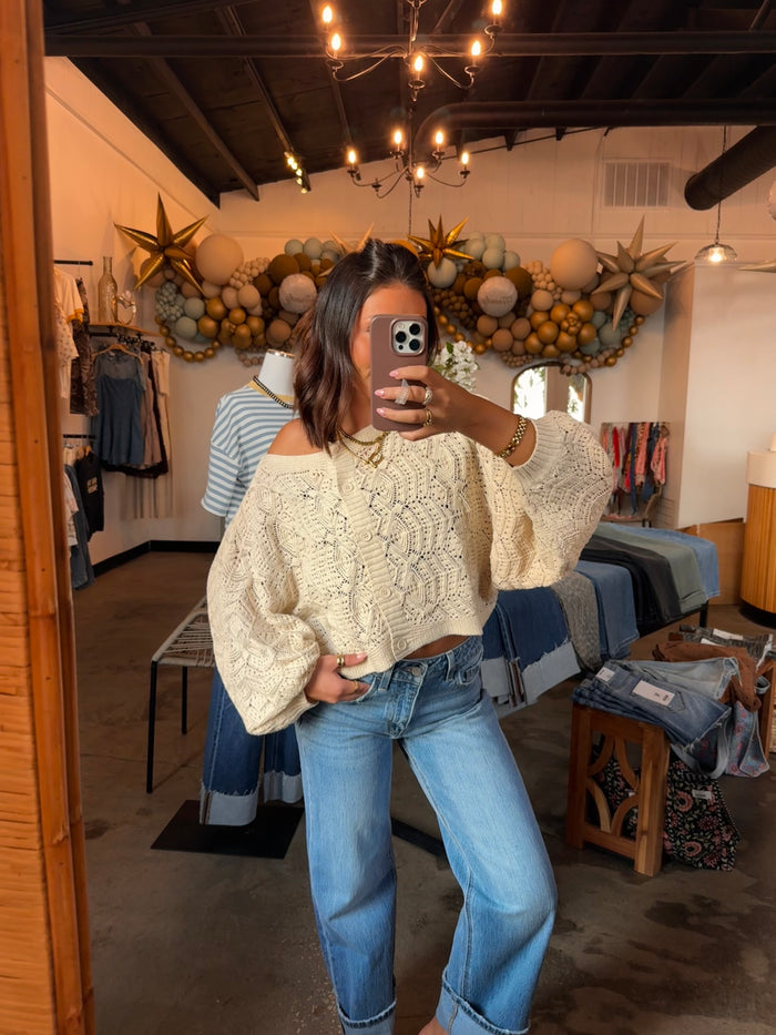 Cream Crochet Cardigan