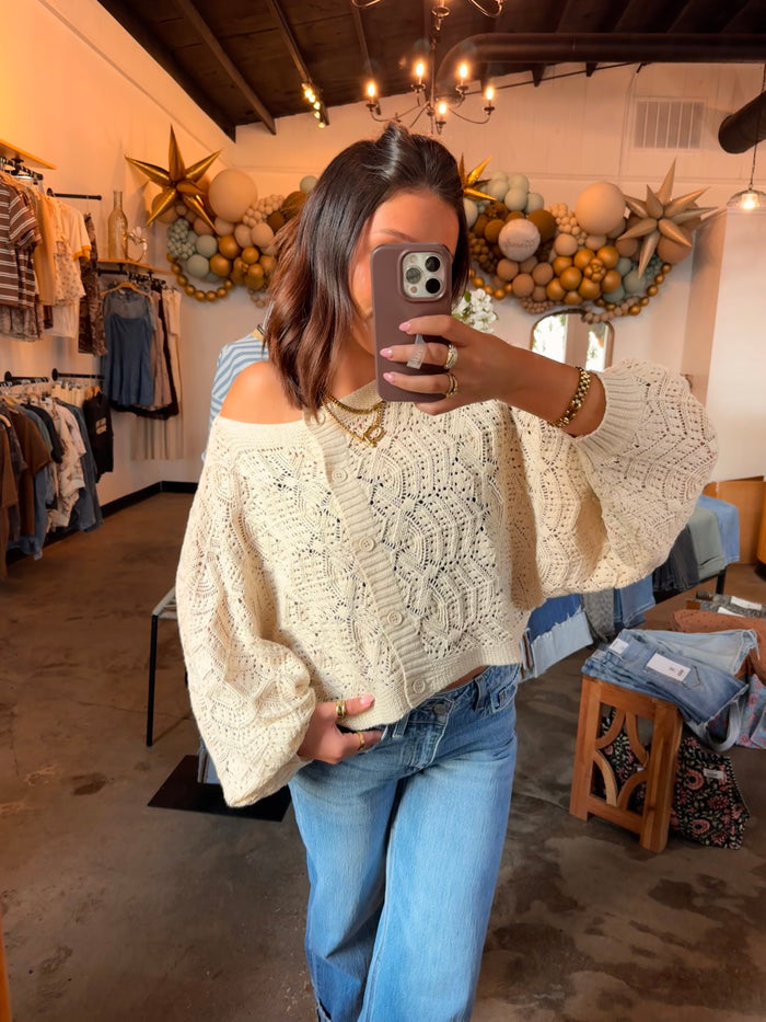 Cream Crochet Cardigan