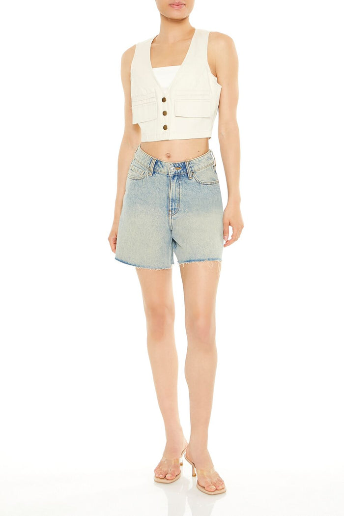 Cropped Twill Cargo Vest