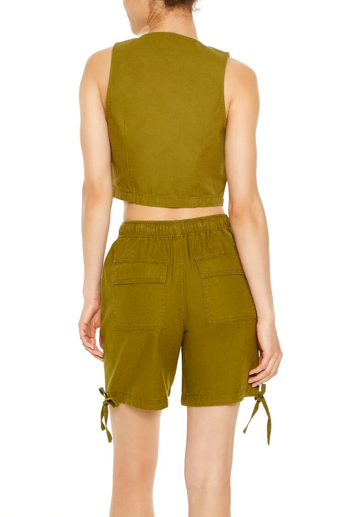 Cropped Twill Cargo Vest