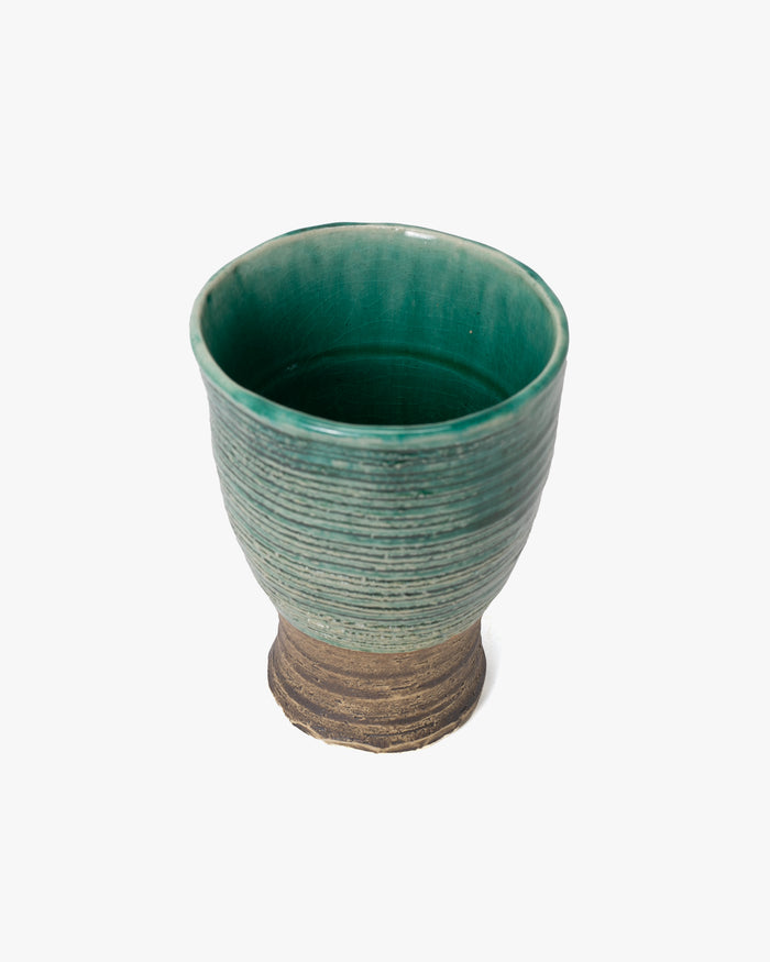 Cup, Bisque, Uwabami Series, Striped Teal - L