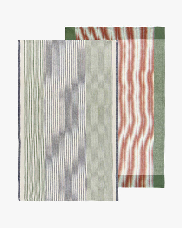 Danica Heirloom, Jade Green Array Stripe Dishtowel, Set of 2