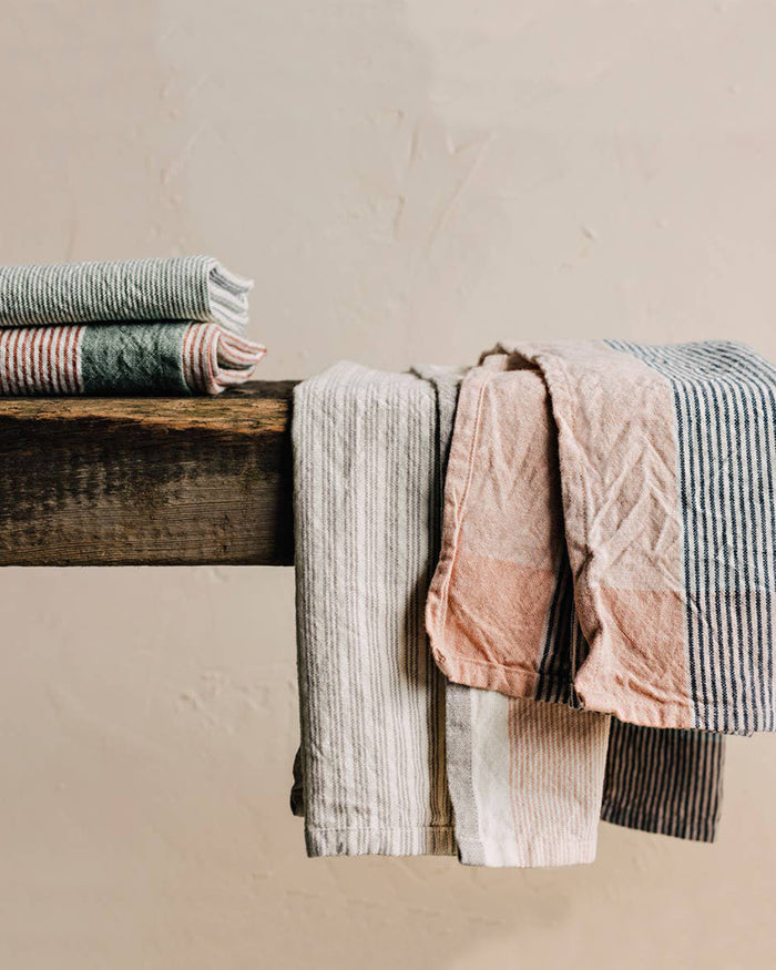 Danica Heirloom, Jade Green Array Stripe Dishtowel, Set of 2