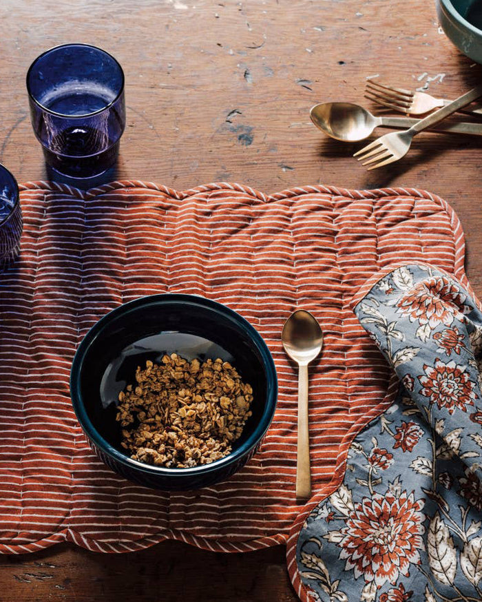 Danica Heirloom, Kantha Placemat, Dahlia Block Print