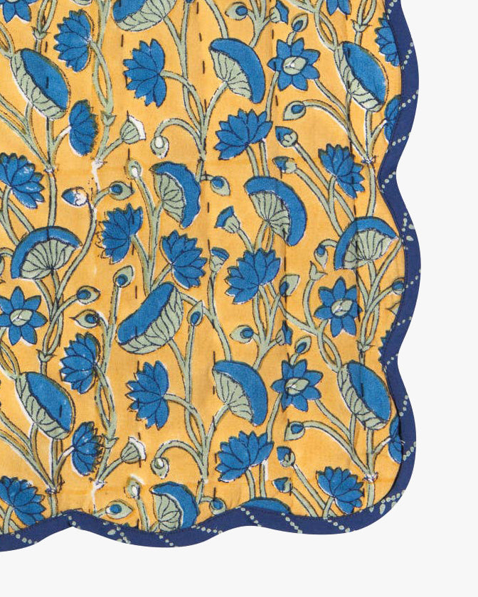 Danica Heirloom, Kantha Placemat, Fan Flower Block Print