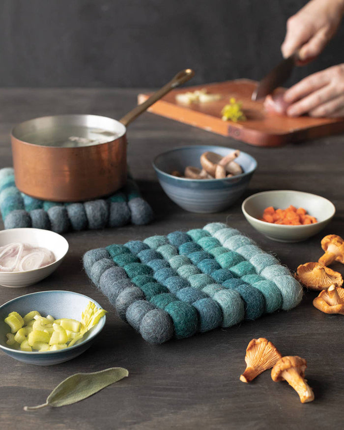 Danica Heirloom, Lagoon Recycled Wool Felt Dot Trivet