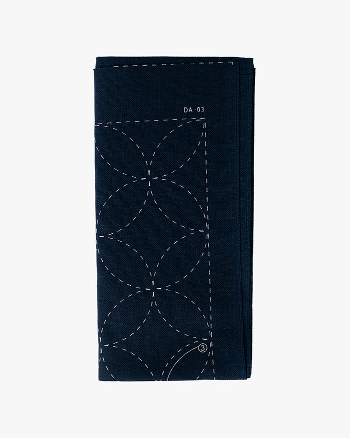 Daruma, Sashiko Sampler, Shippo Tsunagi, Indigo