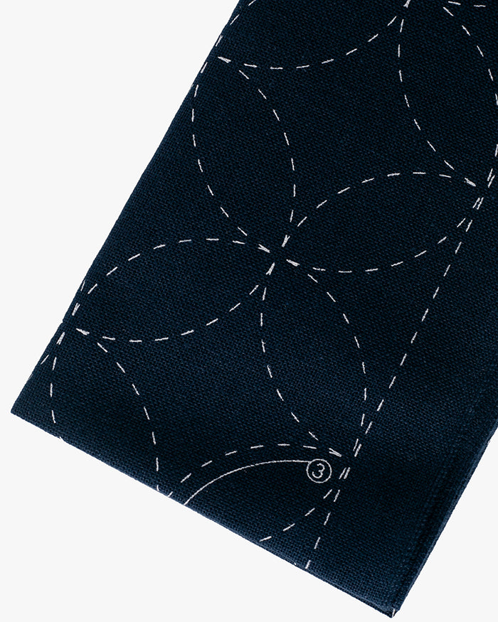 Daruma, Sashiko Sampler, Shippo Tsunagi, Indigo