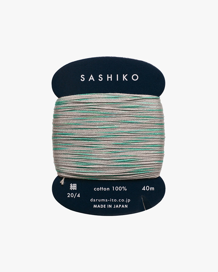 Daruma, Sashiko Thread 40m, Grey and Gradient Turquoise