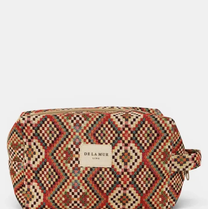 De La Mur Lines - Squared Makeup Bag in Otto Geometric Jacquard