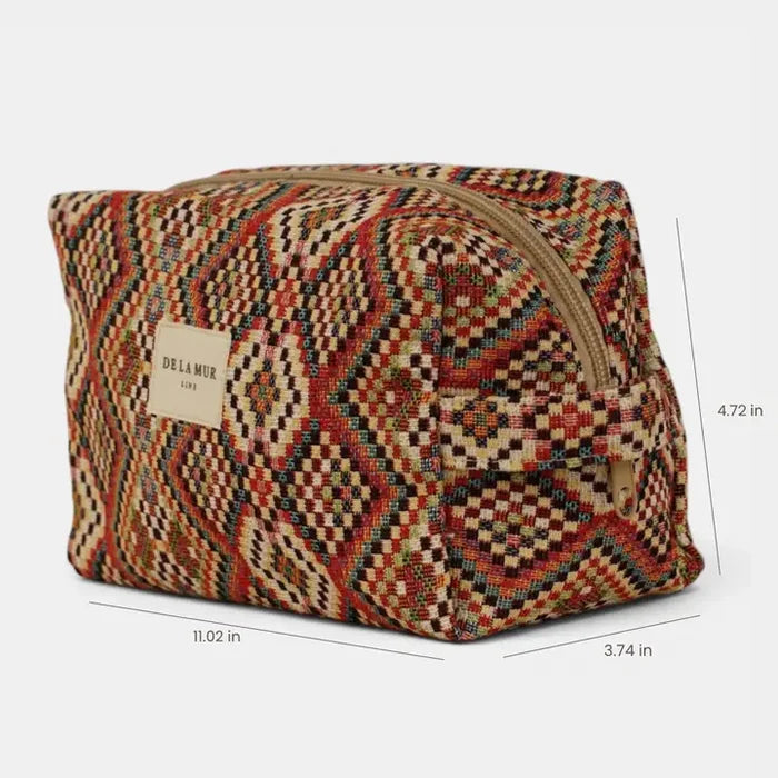 De La Mur Lines - Squared Makeup Bag in Otto Geometric Jacquard