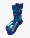 Debby Co. Crew Socks, Andeotte Collection, Blue Flower