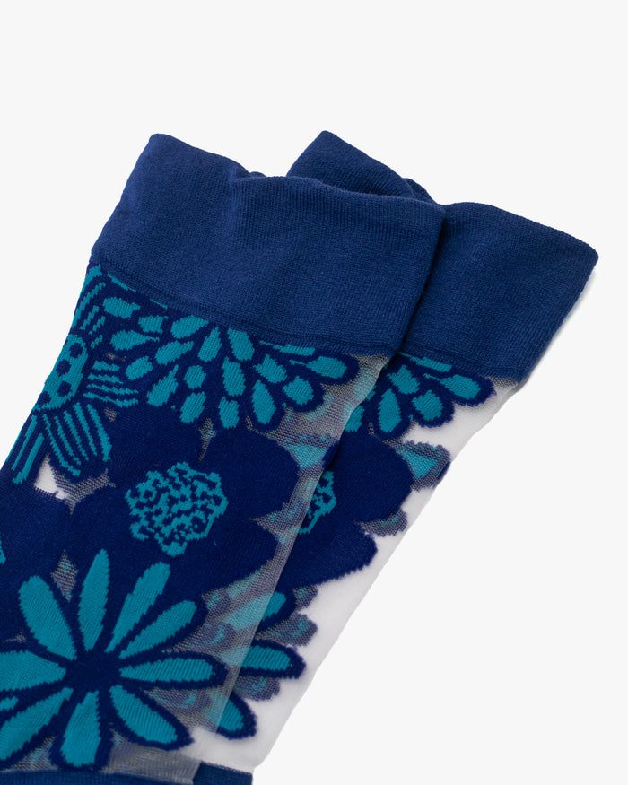 Debby Co. Crew Socks, Andeotte Collection, Blue Flower