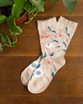 Debby Co. Crew Socks, Andeotte Collection, Botanical Dance Beige