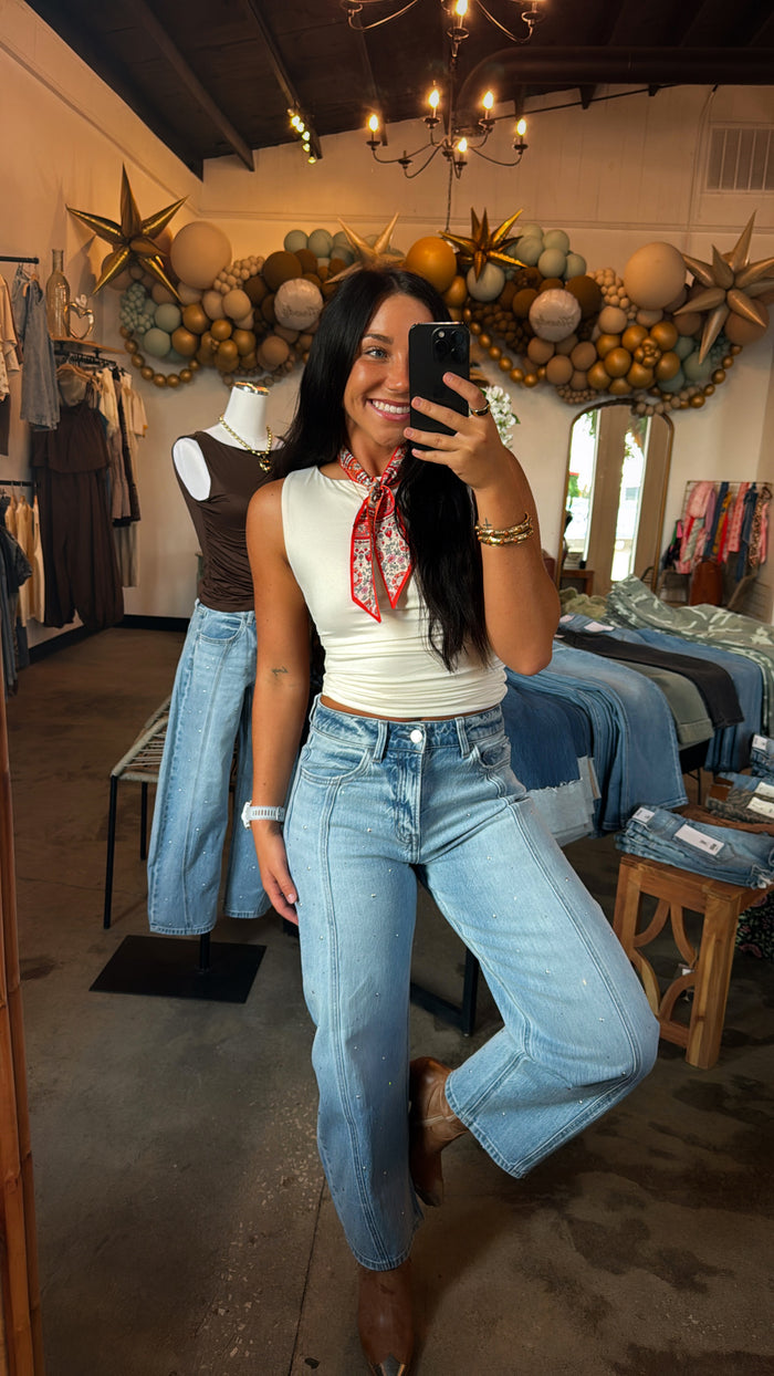 Embellished Barrel Jeans