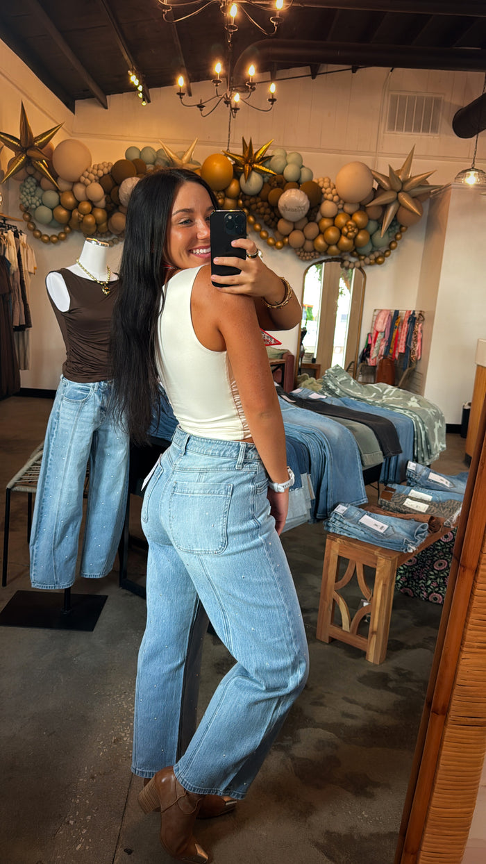 Embellished Barrel Jeans