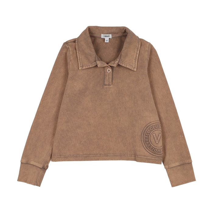 Embossed Volleyball Long Sleeve Polo