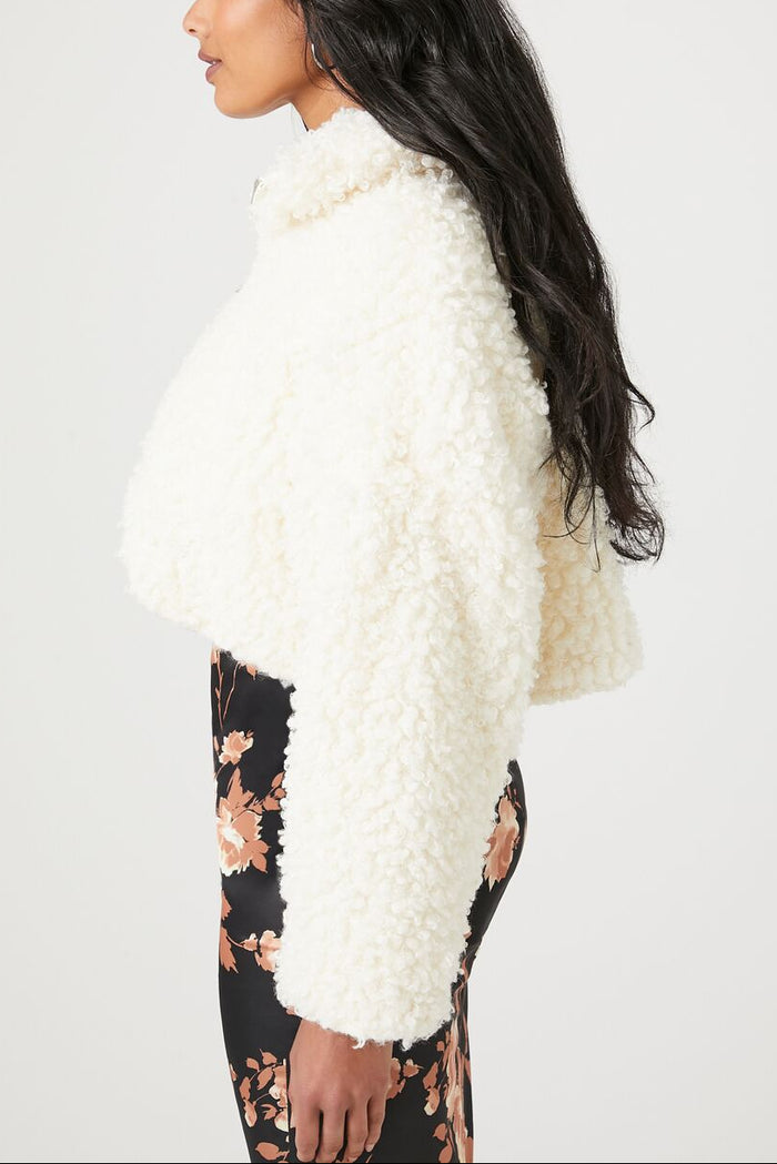 Faux Shearling Cropped Moto Jacket
