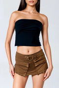 Faux Suede Studded Skort