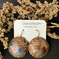 Flame Copper Deep Embossed Earrings w Branches