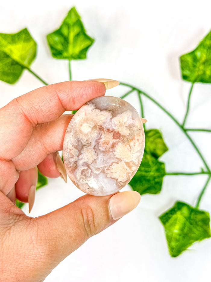 Flower Agate Worry Stone