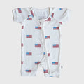 Forever French Baby - Shortie Bamboo Zip Onesie in Americana Ribbed