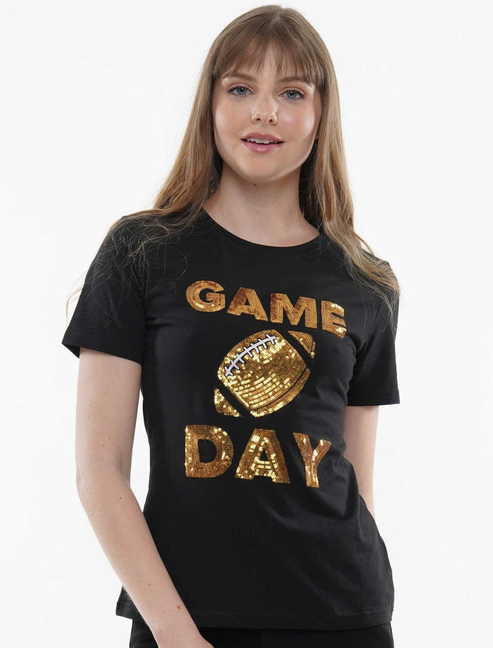 Game Day Black Sequin T-Shirt