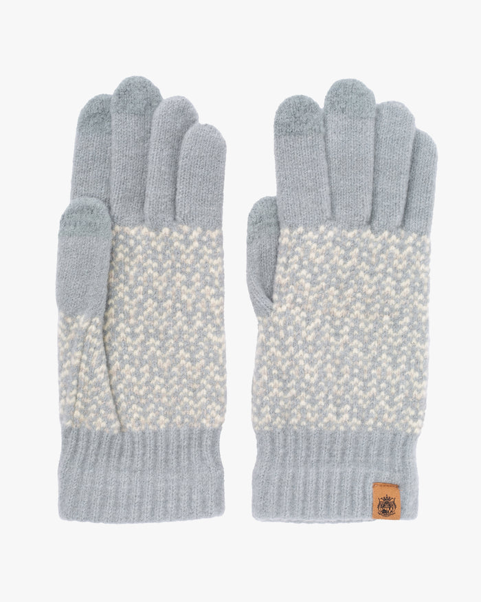 Gloves, Bisque, Tehtava, Cool Grey and Cream Tiny Chevron, Touchscreen