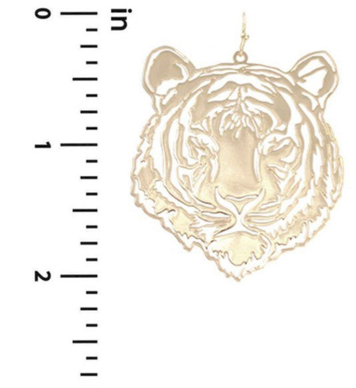 Gold Dangle Tiger Earrings