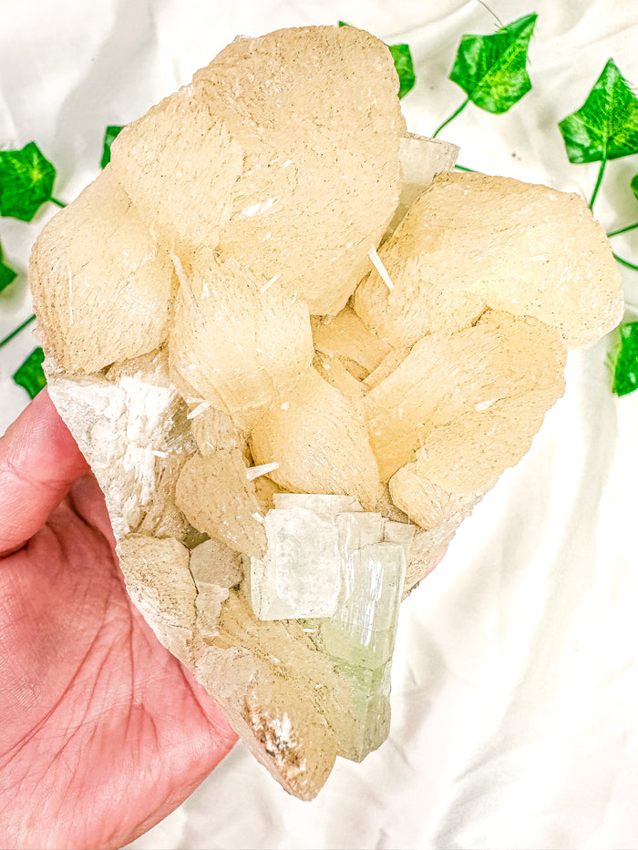 Green Apophyllite with Peach Stilbite Mineral Specimen #5