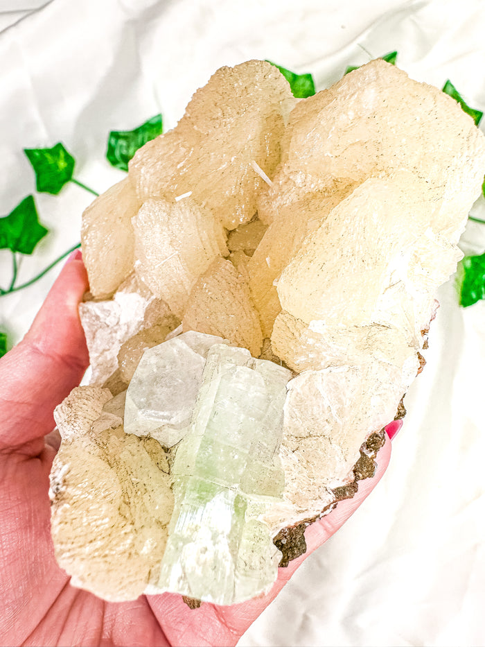 Green Apophyllite with Peach Stilbite Mineral Specimen #5