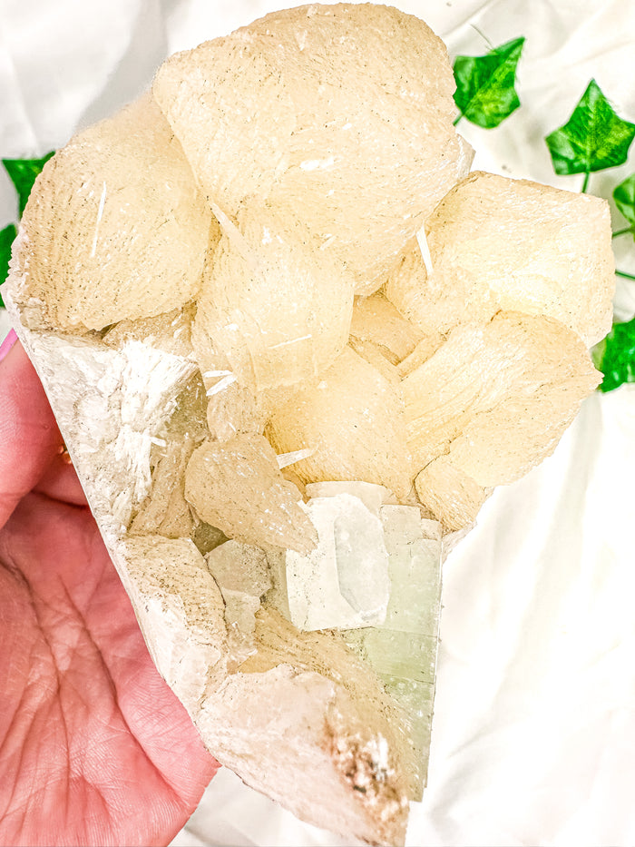 Green Apophyllite with Peach Stilbite Mineral Specimen #5