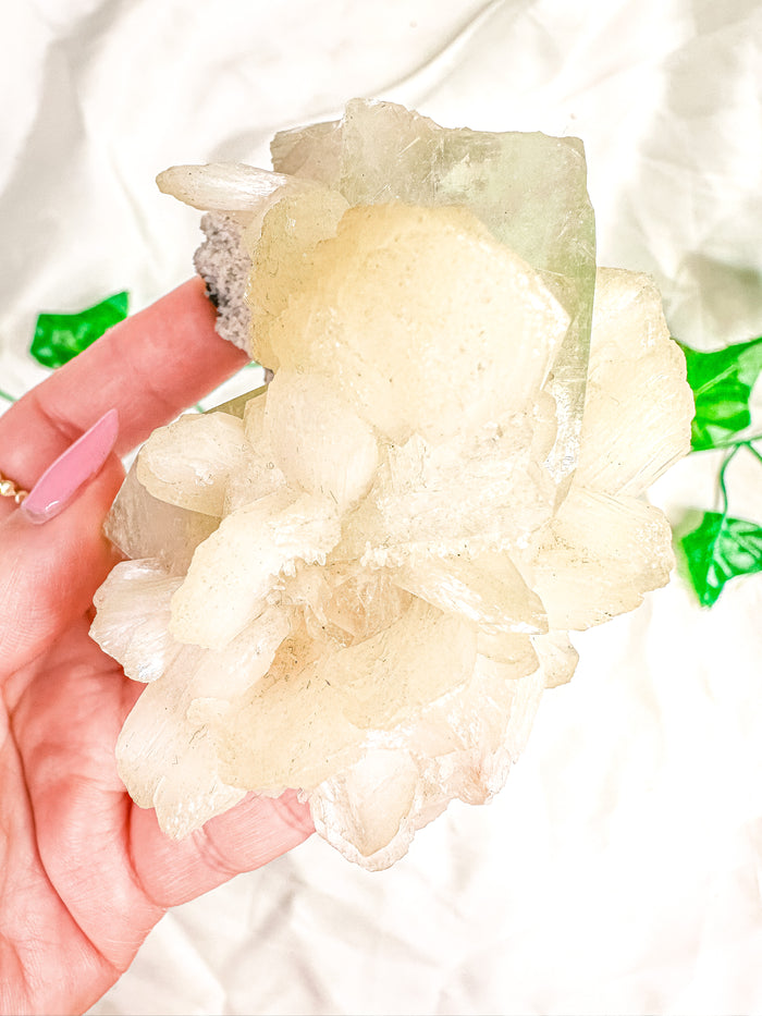 Green Apophyllite with Peach Stilbite Mineral Specimen #8