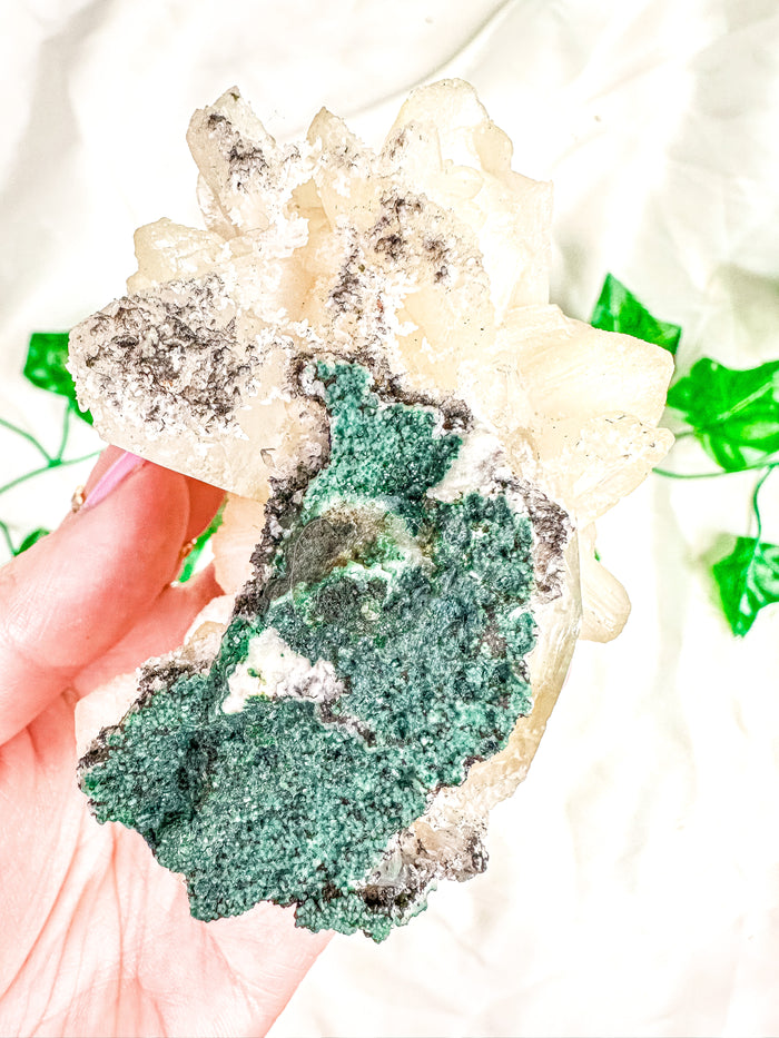 Green Apophyllite with Peach Stilbite Mineral Specimen #8