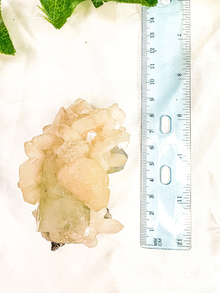 Green Apophyllite with Peach Stilbite Mineral Specimen #8