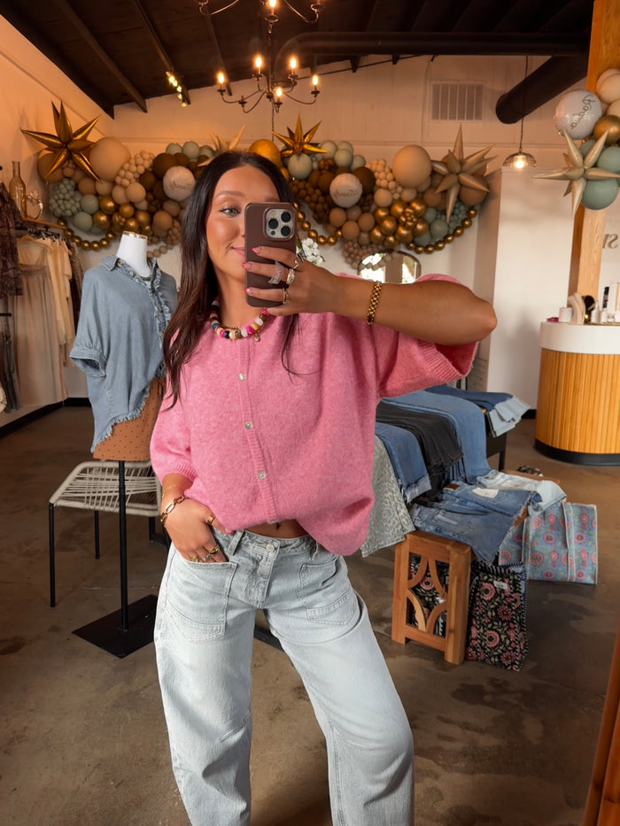 Guava Pink Knit Cardigan
