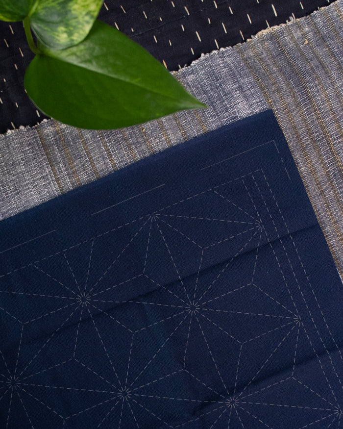 Hana-Fukin Sashiko Sampler, Asanoha, Navy