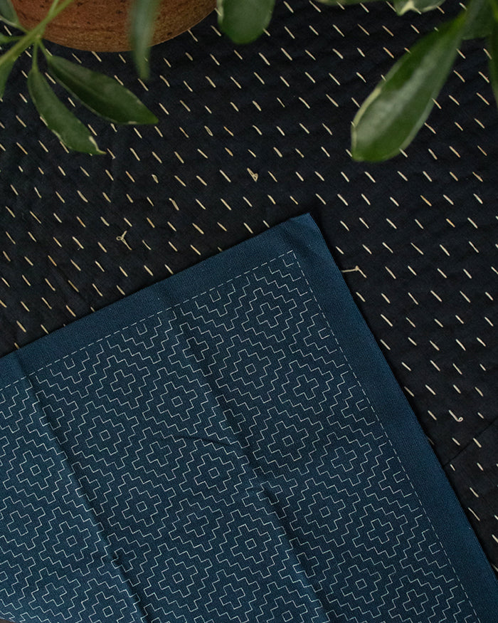 Hana-Fukin Sashiko Sampler, Kakinohana Small, Navy