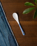 Hand-Painted Porcelain Spoon, Ichiyama, Shiro-Aizome, Shima