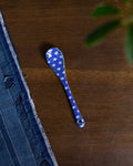 Hand-Painted Porcelain Spoon, Ichiyama, Sometsuke, Asanoha