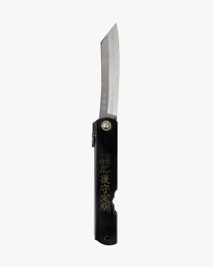 Higonokami, Japanese Knife, Mitsuosaku Aogami Warikomi, Black 100mm